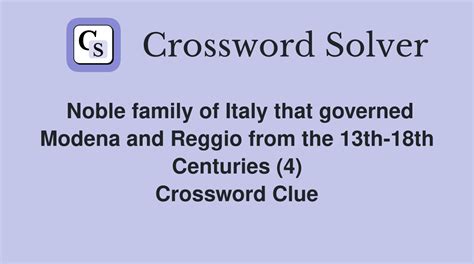 noble italian family crossword|italian noble crossword clue.